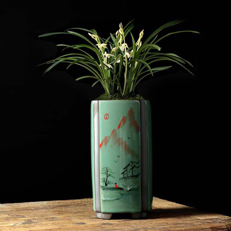 手绘兰花盆墨兰惠兰蝴蝶兰君子兰陶瓷特大兰草大花四方高花盆悬崖,鲜花速递/花卉仿真/绿植园艺,割草机/草坪机,淘宝优惠券,粉丝福利购,淘宝优惠卷