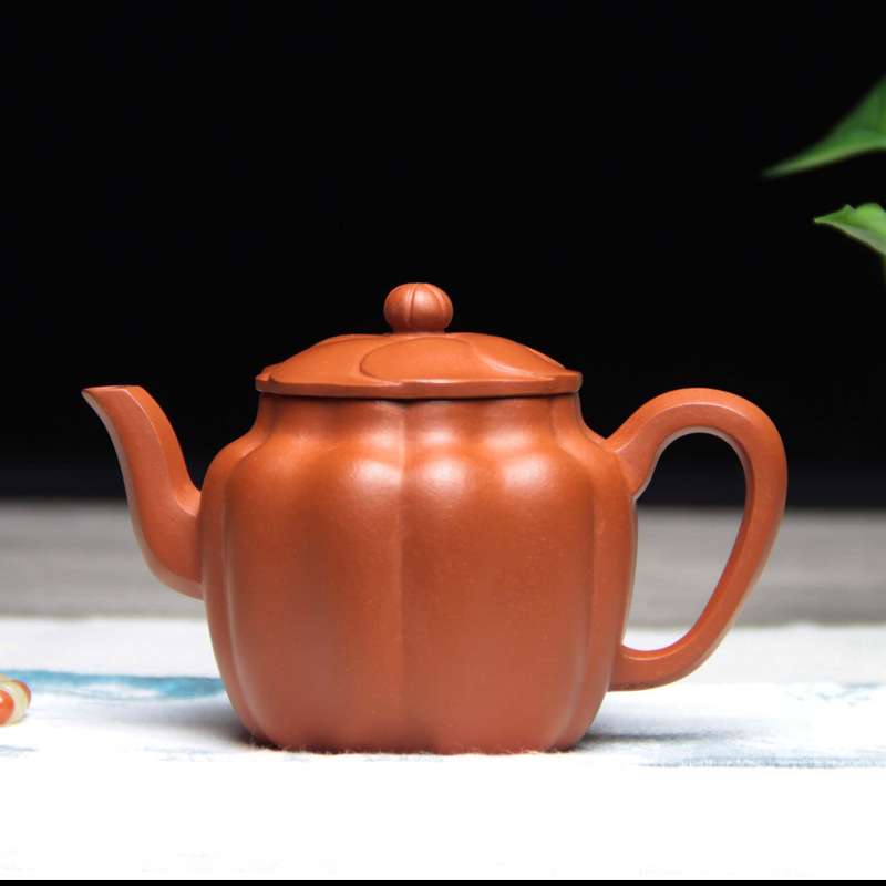 宜兴筋纹宫灯紫砂壶纯手工原矿朱泥小茶壶一人饮茶具瑕疵 160ml