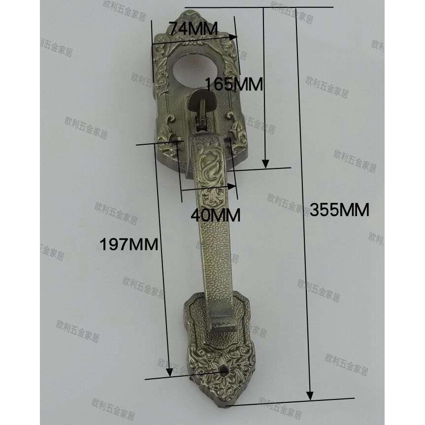 罗普斯金门锁老式铝合金门锁大把手锁仿青古铜拉手锁按锁双开门锁