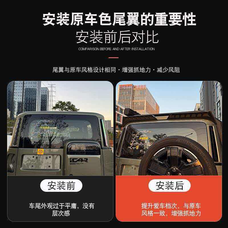 奇瑞iCAR V23尾翼原车色压尾车顶定风翼改装一体式顶翼装饰贴配件图片