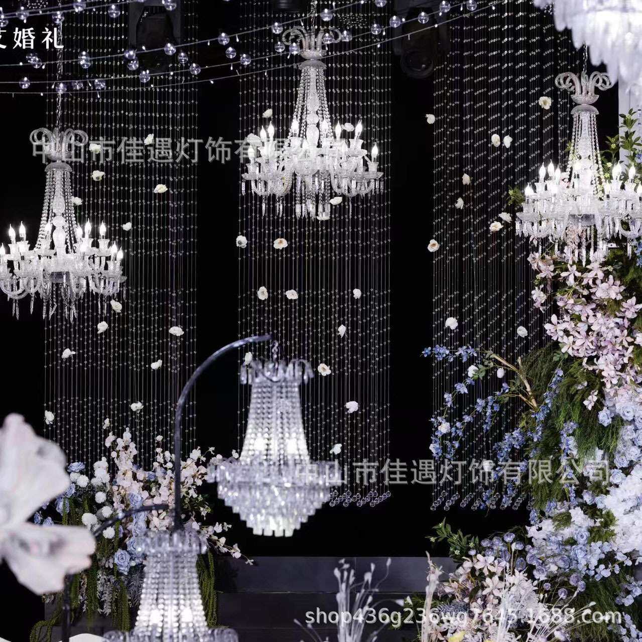 厂家直销新款婚庆欧式亚克力吊灯婚礼堂酒店创意吊顶布置