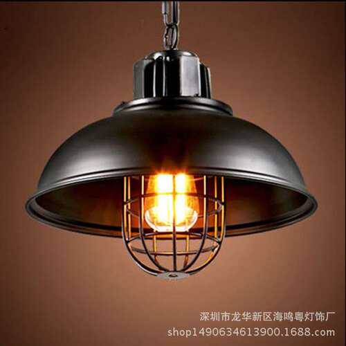 美式乡村工业风吊灯Loft餐厅吧台创意复古北欧铁艺单头锅盖吊灯