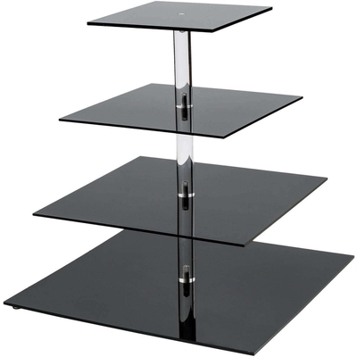 4层黑色方形蛋糕架 甜品蛋糕摆放架 4MM厚度Dispaly Stand