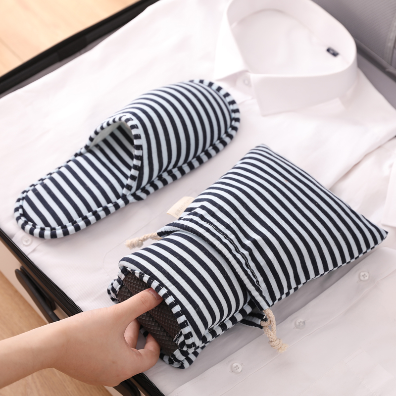 旅行便携棉e拖鞋家用出差可折叠静音防臭布料飞机酒店防滑棉麻拖