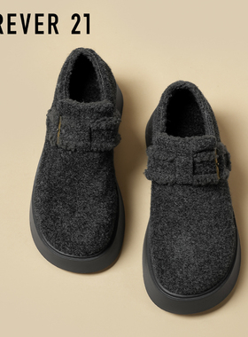 F21毛毛绒面勃肯鞋女2025新款秋冬厚底小个子加绒保暖一脚蹬棉鞋