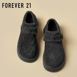 秋冬厚底小个子加绒保暖一脚蹬棉鞋 F21毛毛绒面勃肯鞋 女2025新款