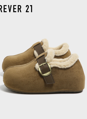 F21内增高勃肯鞋女2025新款冬季懒人时尚加绒加厚保暖豆豆鞋单鞋