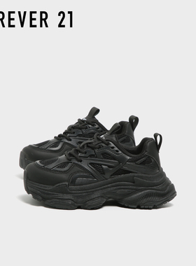 F21厚底黑色老爹鞋女款2025新款秋季巨好看小个子增高百搭运动鞋