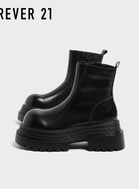 F21黑色烟筒马丁靴女2025新款秋季软厚底增高休闲百搭英伦风短靴