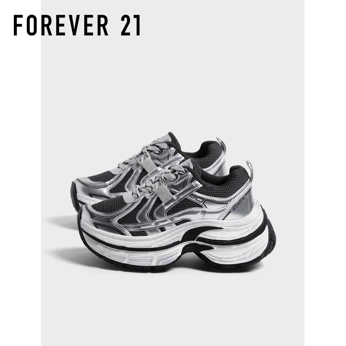 F21黑银老爹鞋女2025新款