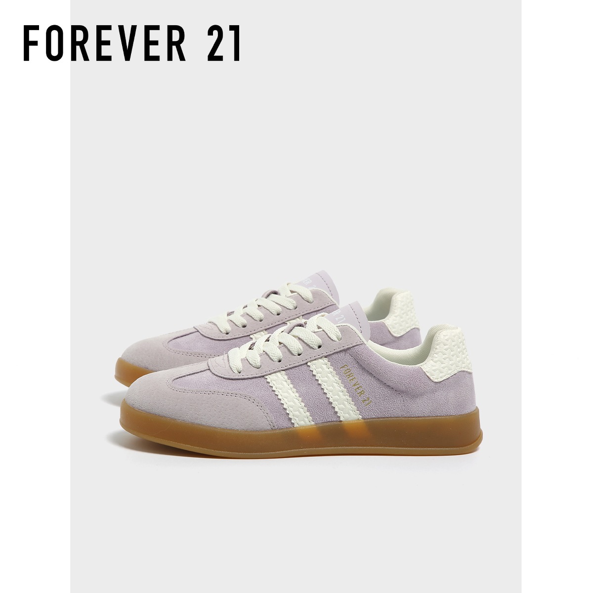 FOREVER21真皮紫色德训鞋女