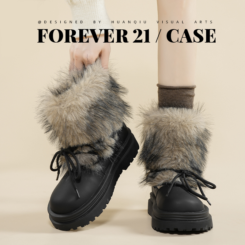 F21厚底雪地靴女2025新款冬季