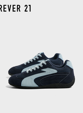 F21蓝色运动鞋女2025新款秋季内增高软底轻便休闲学生德训赛车鞋