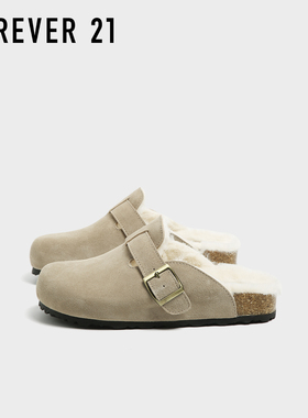 F21加绒勃肯鞋女款2025新款秋冬加绒加厚保暖抗寒一脚蹬勃肯棉鞋