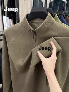 【官仓直发】Jeep男双面德绒打底衫保暖2026冬款半高领卫衣中青年