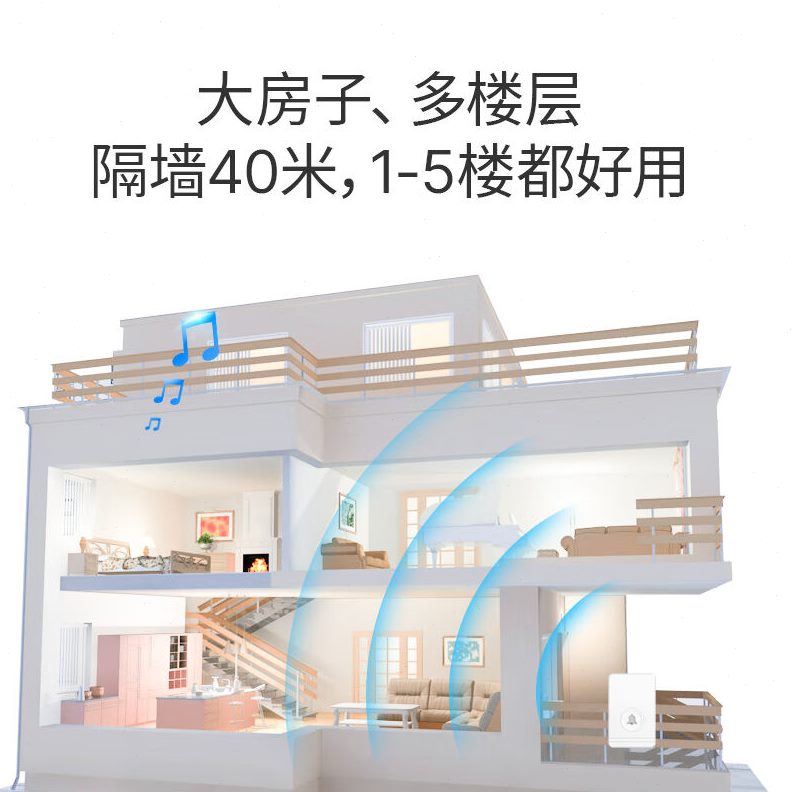 穿墙铃超带牧锐响院防雨别墅农村无线门铃家用器距离远户外防水子