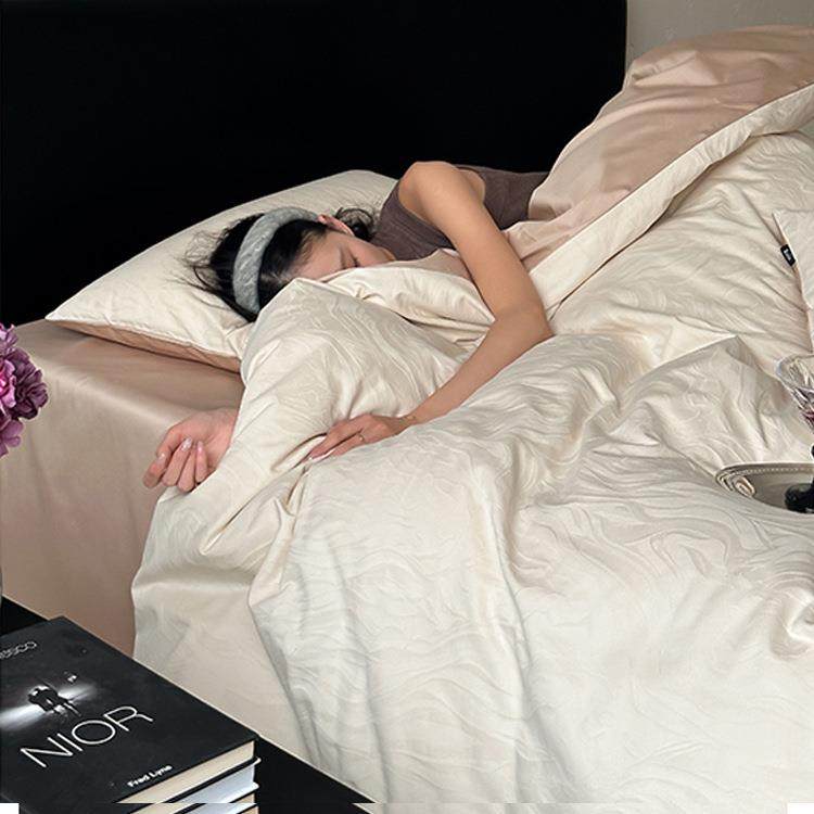 淡雅新中式_100S高支提花全棉四件套轻奢长绒棉纯棉被套床单床笠