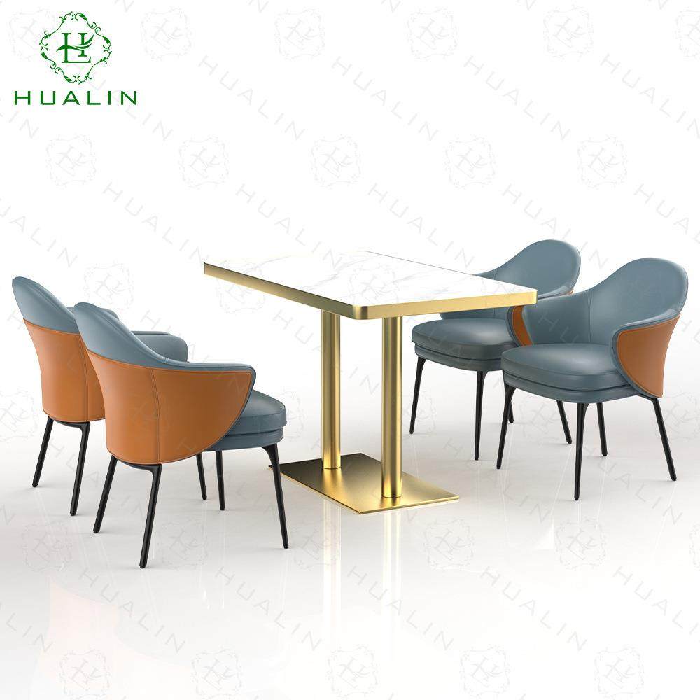 别墅轻奢风长方形防烫桌加厚天然岩板台面高端酒店专用极简