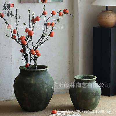 复古百搭陶罐水泥花盆客厅阳台绿植盆商场酒店种植盆空间设计摆件