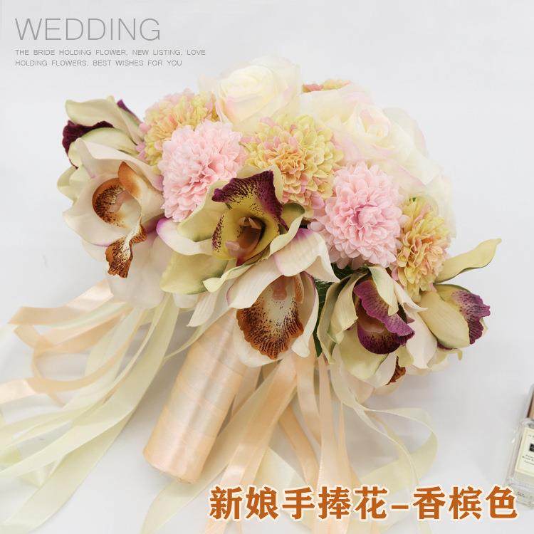 厂家直销 新款手工制作韩式新娘手捧花 婚礼玫瑰捧花影楼拍摄道具