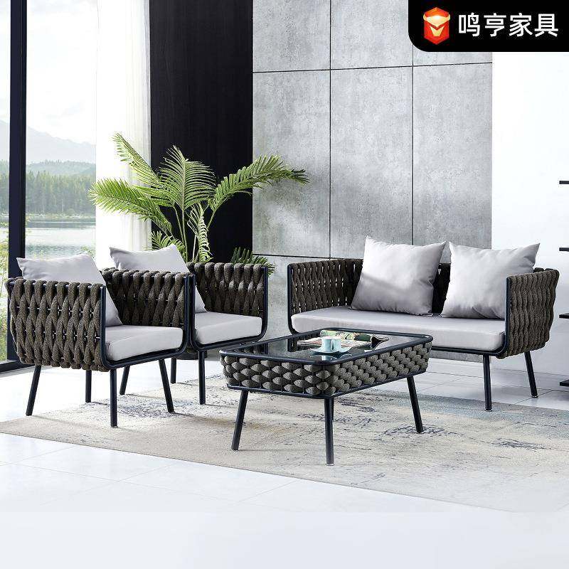 户外沙发庭院绳编椅室外阳台别墅藤编椅防雨防晒酒店露天休闲藤编