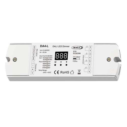 DC12-48VDALI-1-4地址 4路调光器 数显恒压转DALI信号 自检 DA4-L