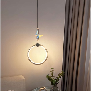 极简床头吊线小吊灯单个现代简约风长线卧室主卧床头柜掉线氛围灯