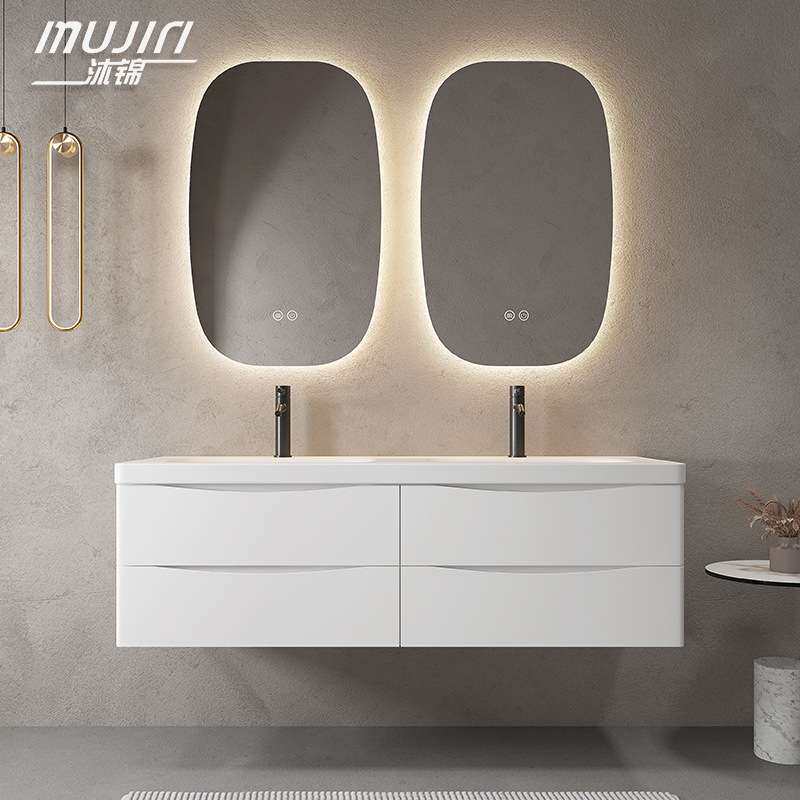 简约可丽耐一体单双盆浴室柜组合洗手池洗脸卫生间洗漱台送装一体