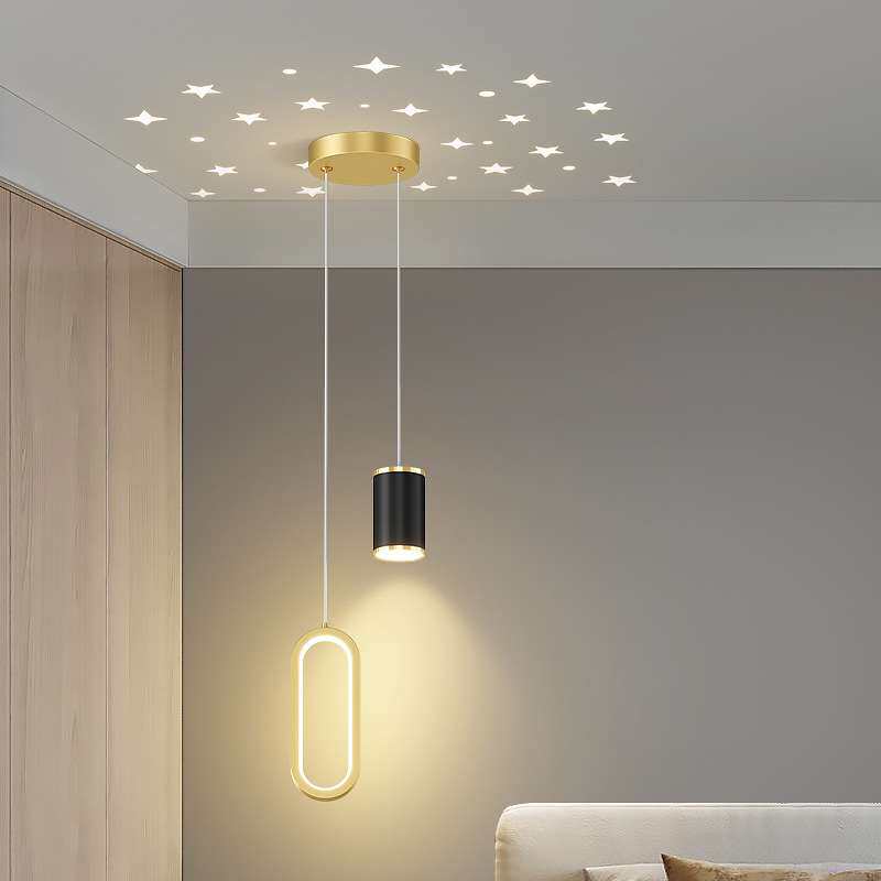 现代轻奢餐厅吧台小吊灯简约卧室床头单头吊线星星创意星空吊灯