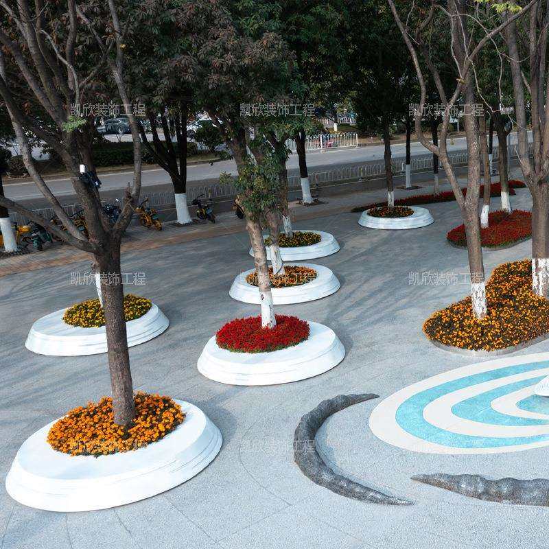 玻璃钢树池座椅户外广场美陈异形坐凳公园大型花坛景观花槽凳厂家
