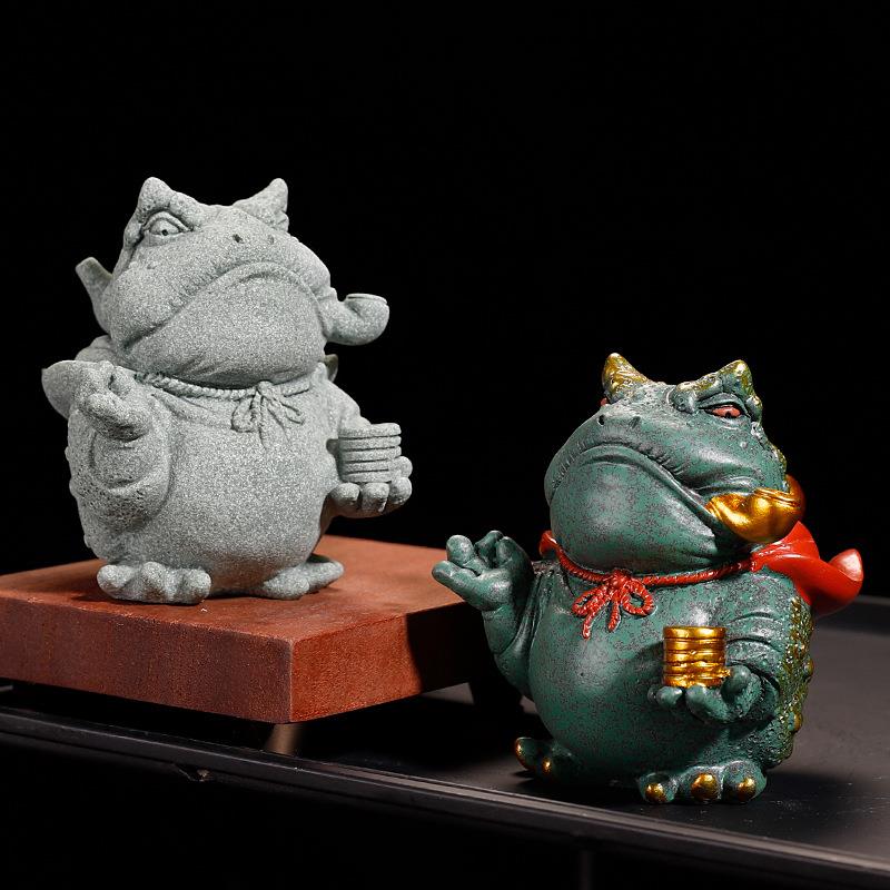 青砂石掐指一算招财金蟾茶宠摆件精品可养茶玩创意青蛙茶桌手把件