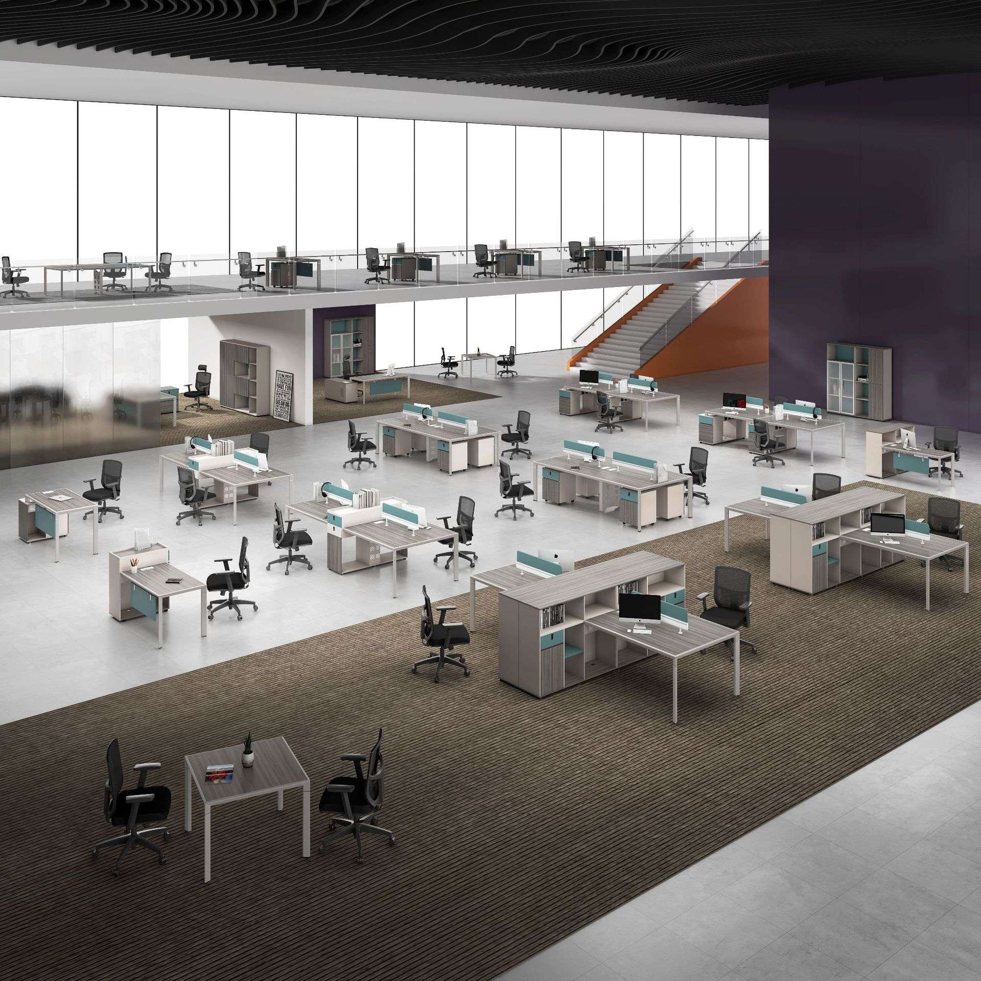 办公室财务桌两人桌椅组合屏风隔断卡座职员电脑桌椅办公桌双人位