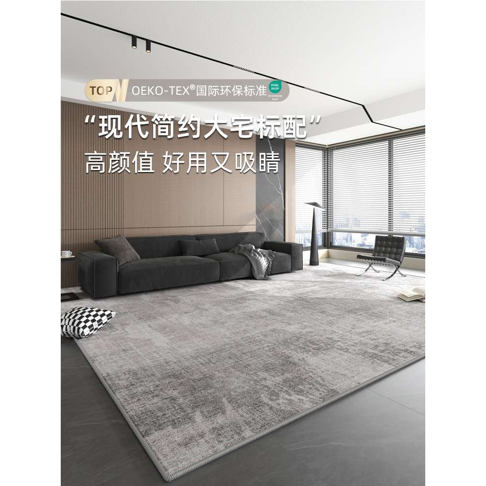 地毯客厅2024新款轻奢感灰色免洗可擦地垫防水防污沙发毯