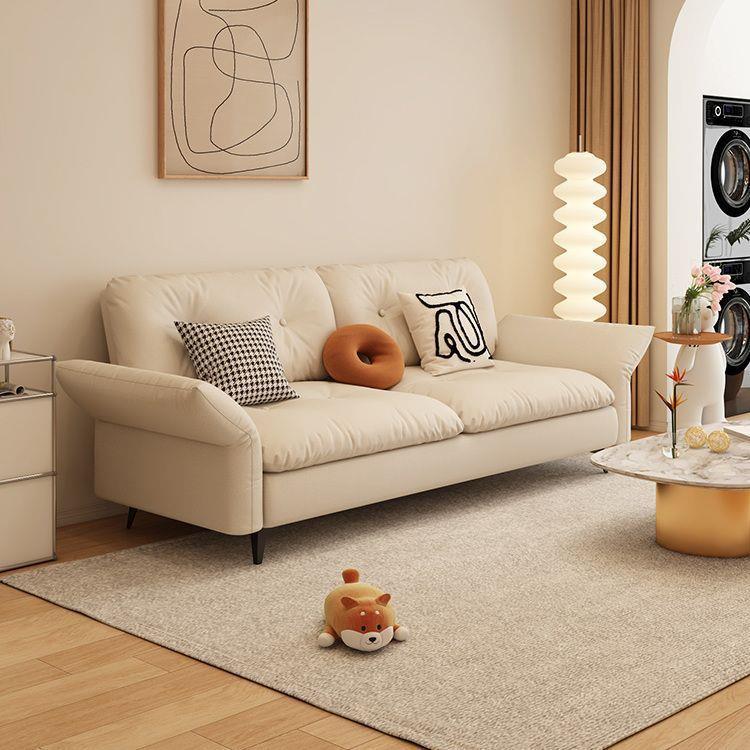 现代简约小户型沙发出租屋两用米白时尚北欧简约猫抓皮公寓布沙发