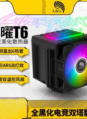 天极风 黑曜t6 电脑CPU散热器 6热管双风扇 ARGB主板神光同步