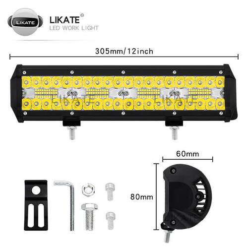LKT12英寸240W80灯三排LED长条灯工作行驶改装越野车灯车顶长条灯