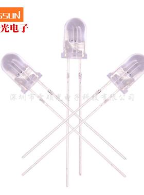 5mm白发暖白 led发光二极管直插白偏黄色透明胶体长脚 f5暖白灯珠