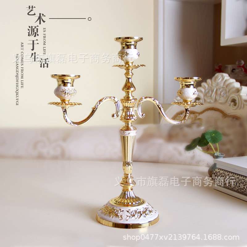 活动款欧式金属三头五头蜡烛台婚庆婚礼浪漫烛光晚餐复古餐桌
