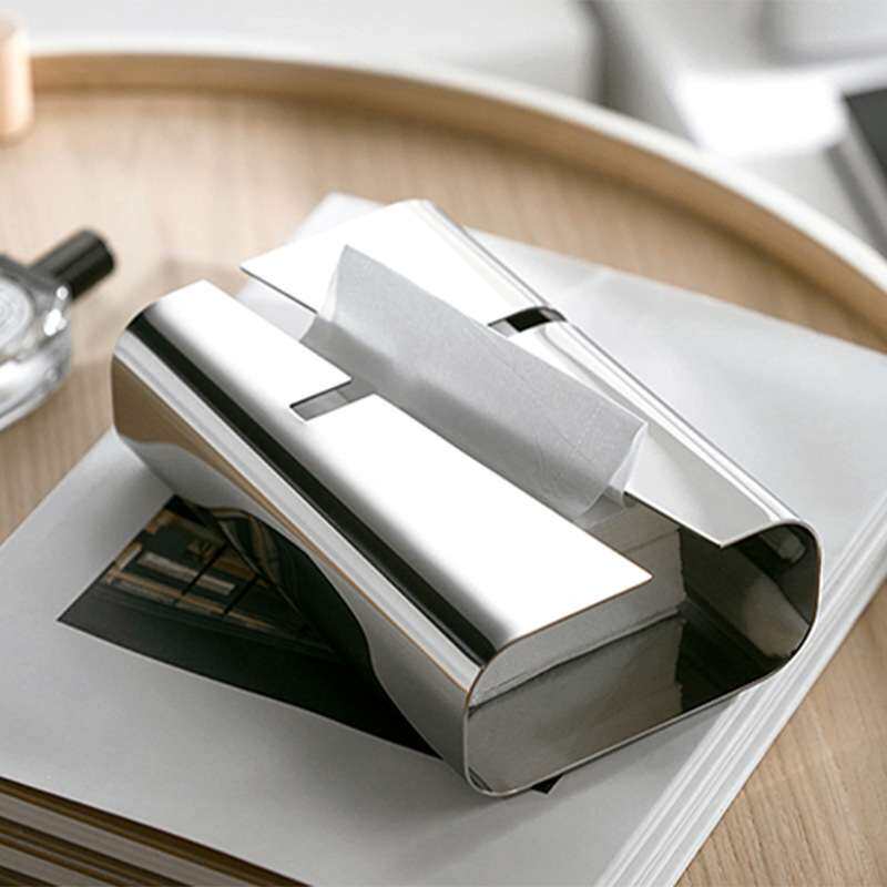 现代轻奢不锈钢家用茶几纸巾收纳盒创意不锈钢抽纸盒摆件软装饰品
