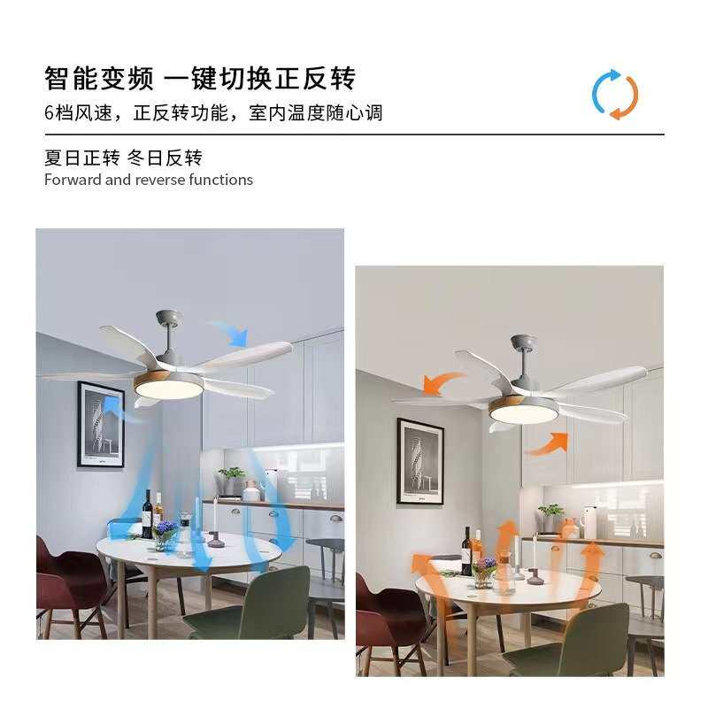 60寸大风力风扇灯餐厅客厅吊扇灯家用灯扇一体仿原木吊顶电風扇灯