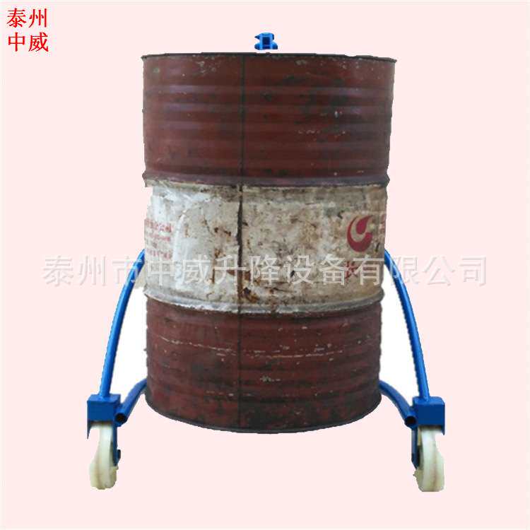 供应手拉油桶叉车 液压圆桶手推堆高车 咬嘴式油桶升降搬运机