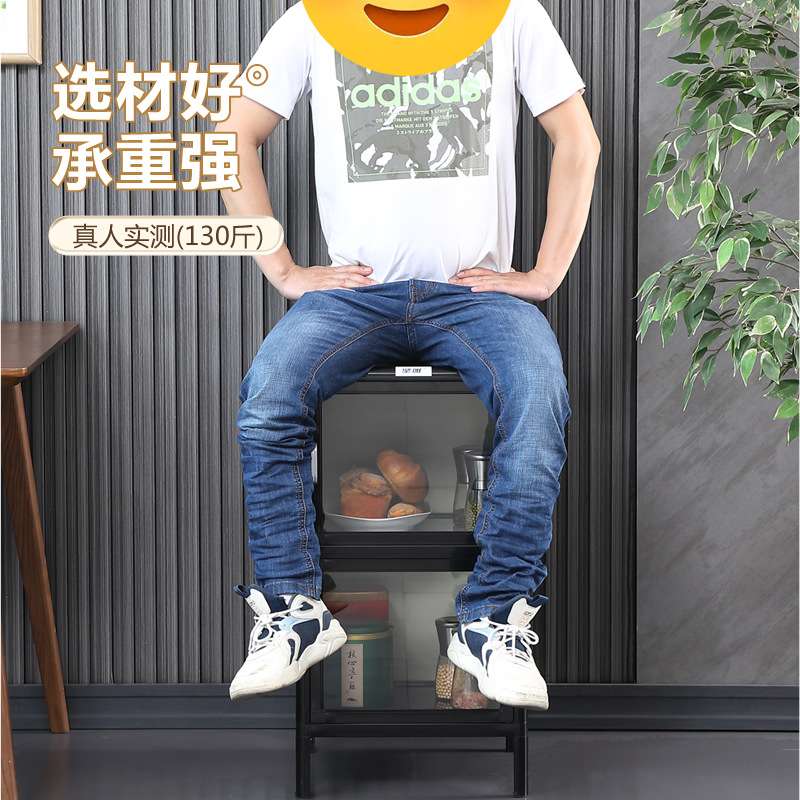 餐边柜铝合金置物柜碗柜收纳餐具柜钢化玻璃储物柜杂物柜子厨柜