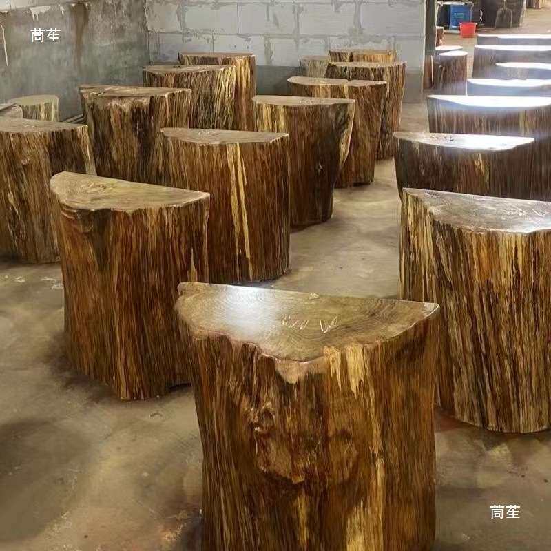 实木底座根雕木头支架树木墩子原木半圆树墩大板茶几树桩脚架