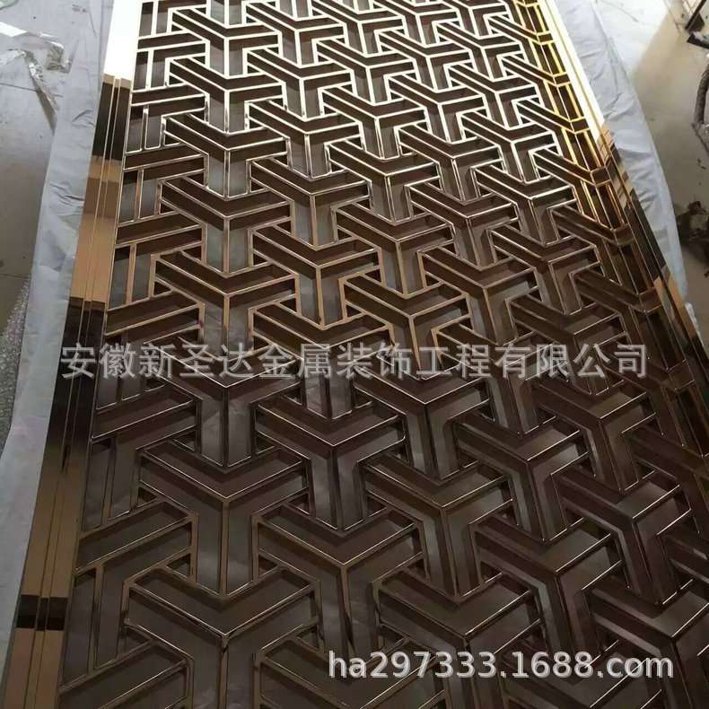 仿铜不锈钢宾馆别墅屏风 中式不锈钢屏风 欧式不锈钢花格屏风