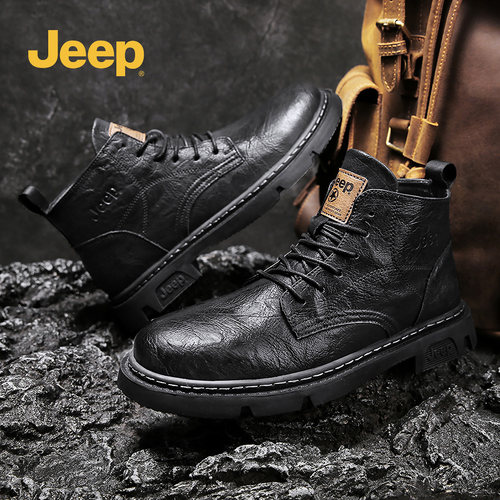 吉普男士高帮皮鞋秋冬潮流马丁靴