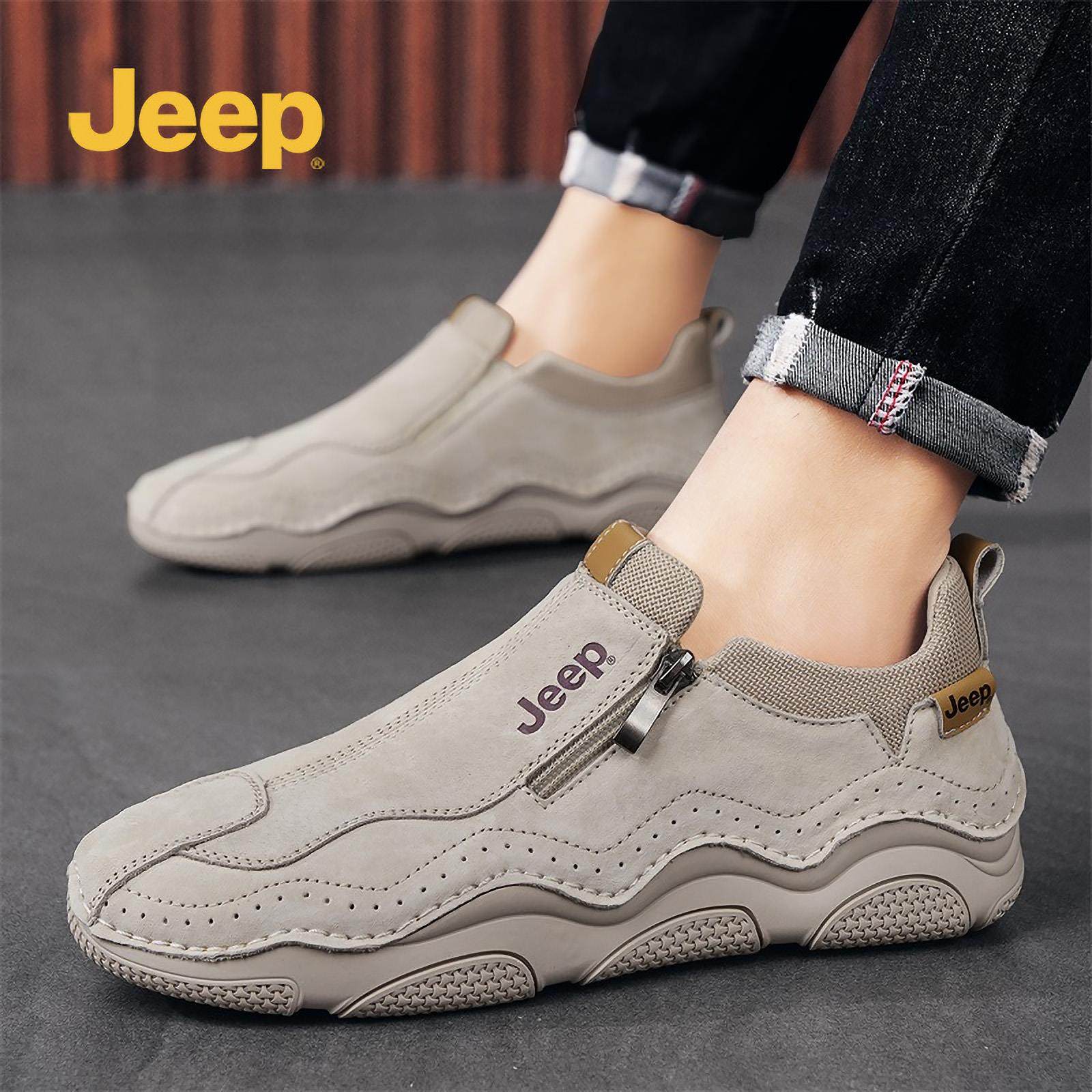 jeep吉普豆豆鞋子男款高级感秋冬2025新款一脚蹬休闲皮鞋男士板鞋,流行男鞋,单鞋,淘宝优惠券,粉丝福利购,淘宝优惠卷