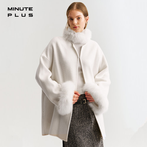 MinutePlus YunTale高定定制云叙无领狐毛短款毛呢外套MP5BWC21