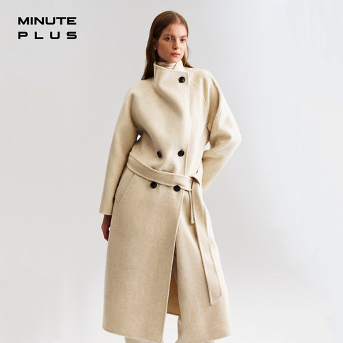 MinutePlus全羊毛双领系带大衣