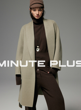 MinutePlus [The Ascot] 100%绵羊毛弧形领长款大衣外套MP58WC10