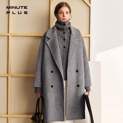 MinutePlus羊驼桑蚕丝羊毛大衣